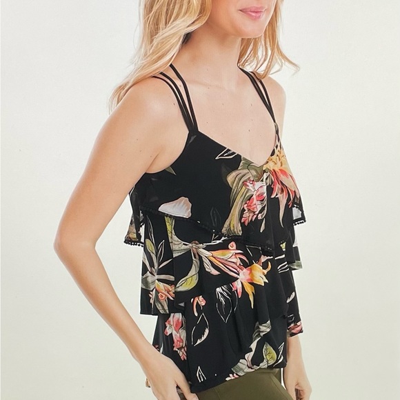 WHBM Tiered Floral Print tank top X Small - Picture 3 of 11